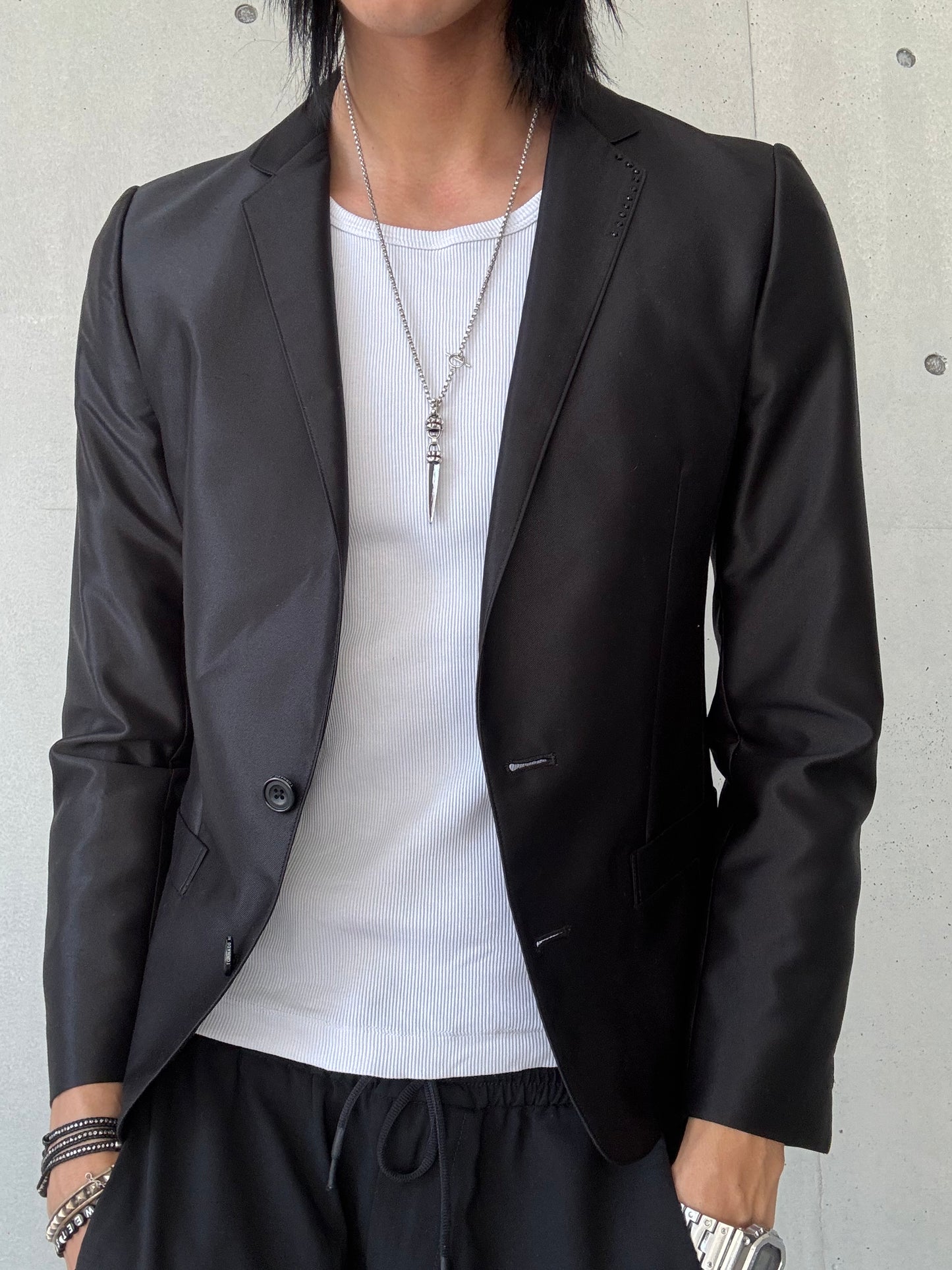 Tornado Mart Shiny Black Rhinestone Blazer (L)