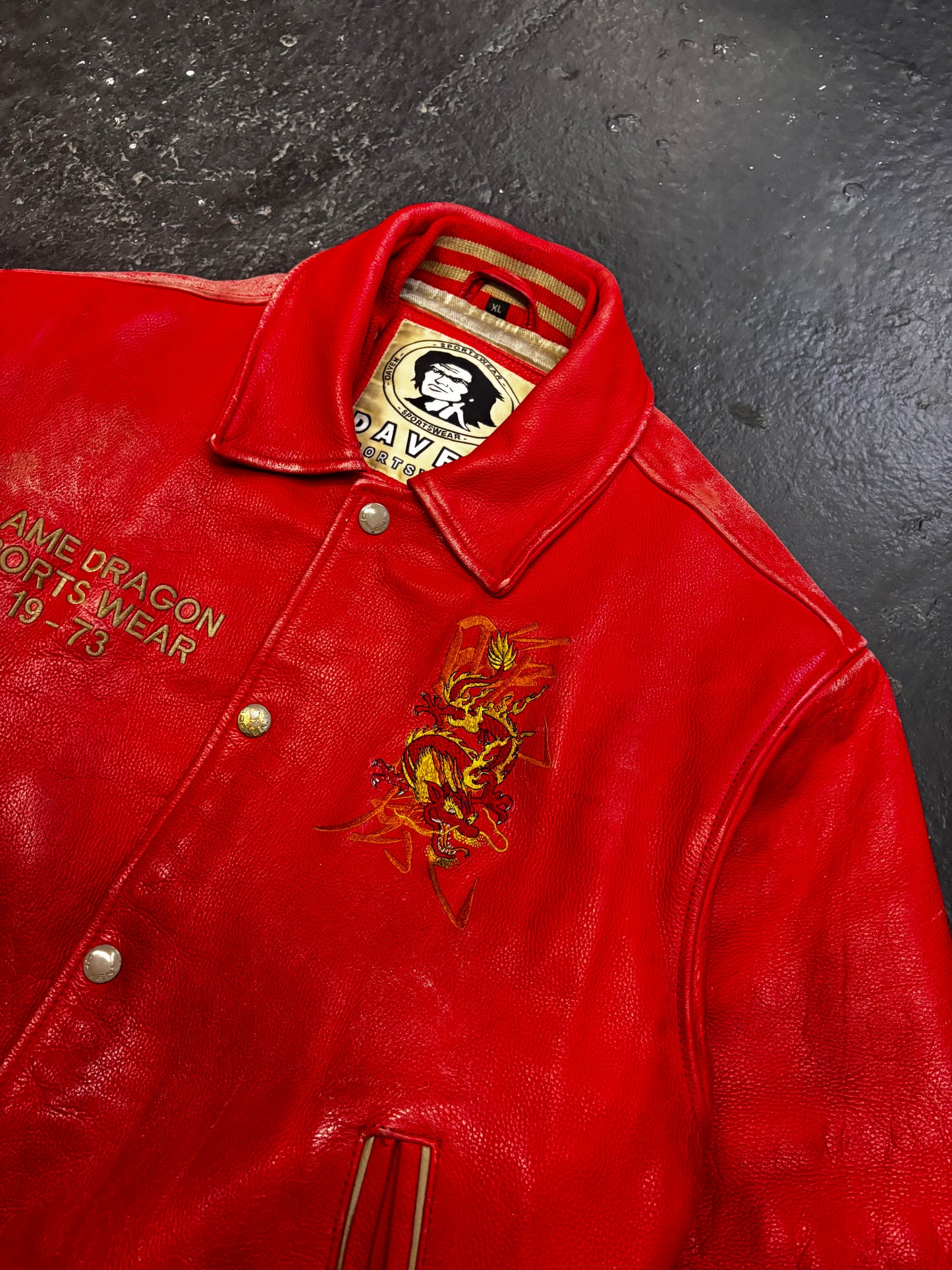 Daven Redskins Red Dragon Leather Jacket (L)
