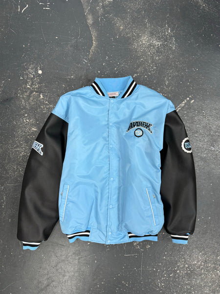 Avirex Blue Spellout Puffy Varsity Jacket (XL)