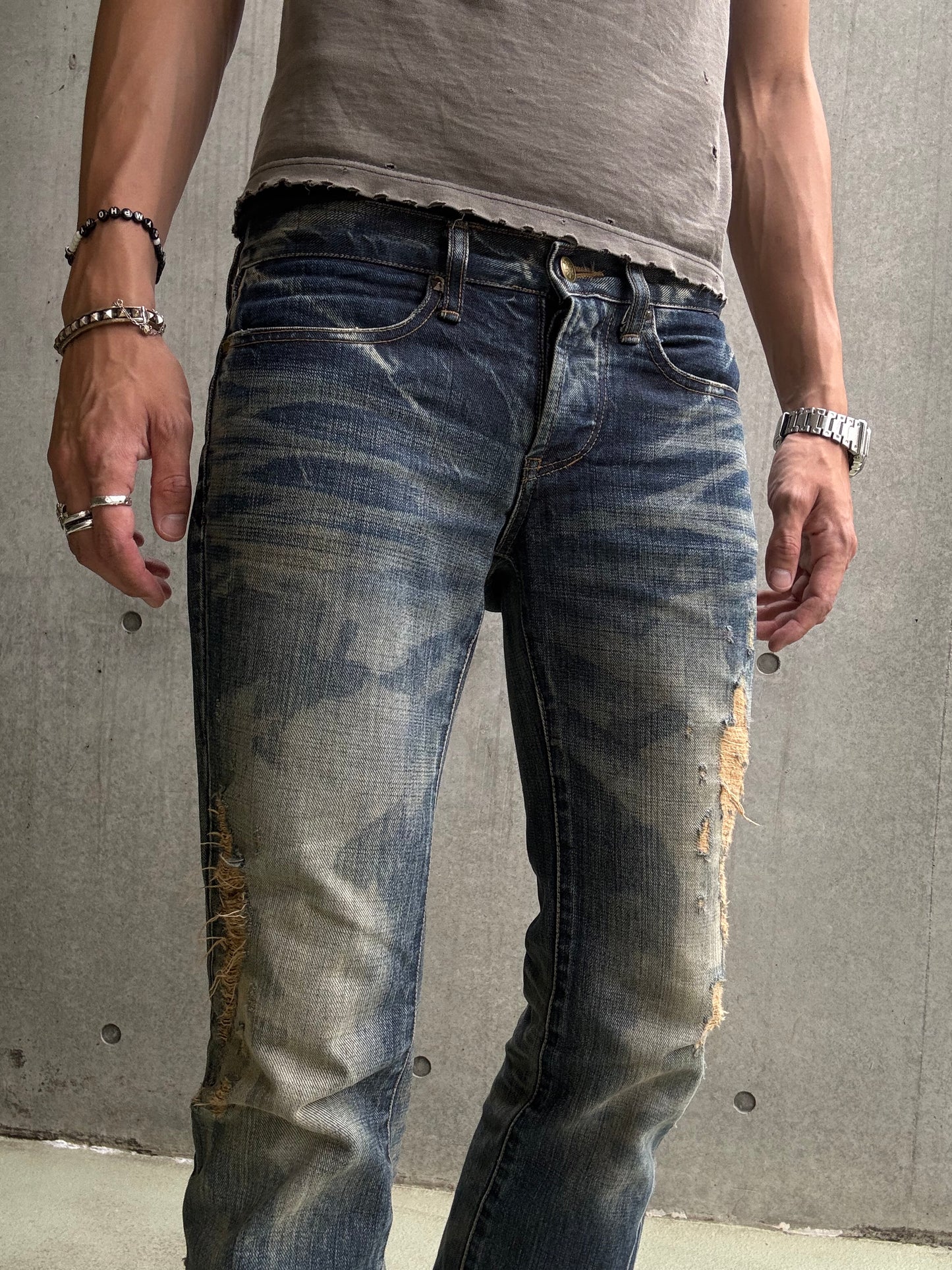 Fuga Distressed Crash Flare Denim (29)