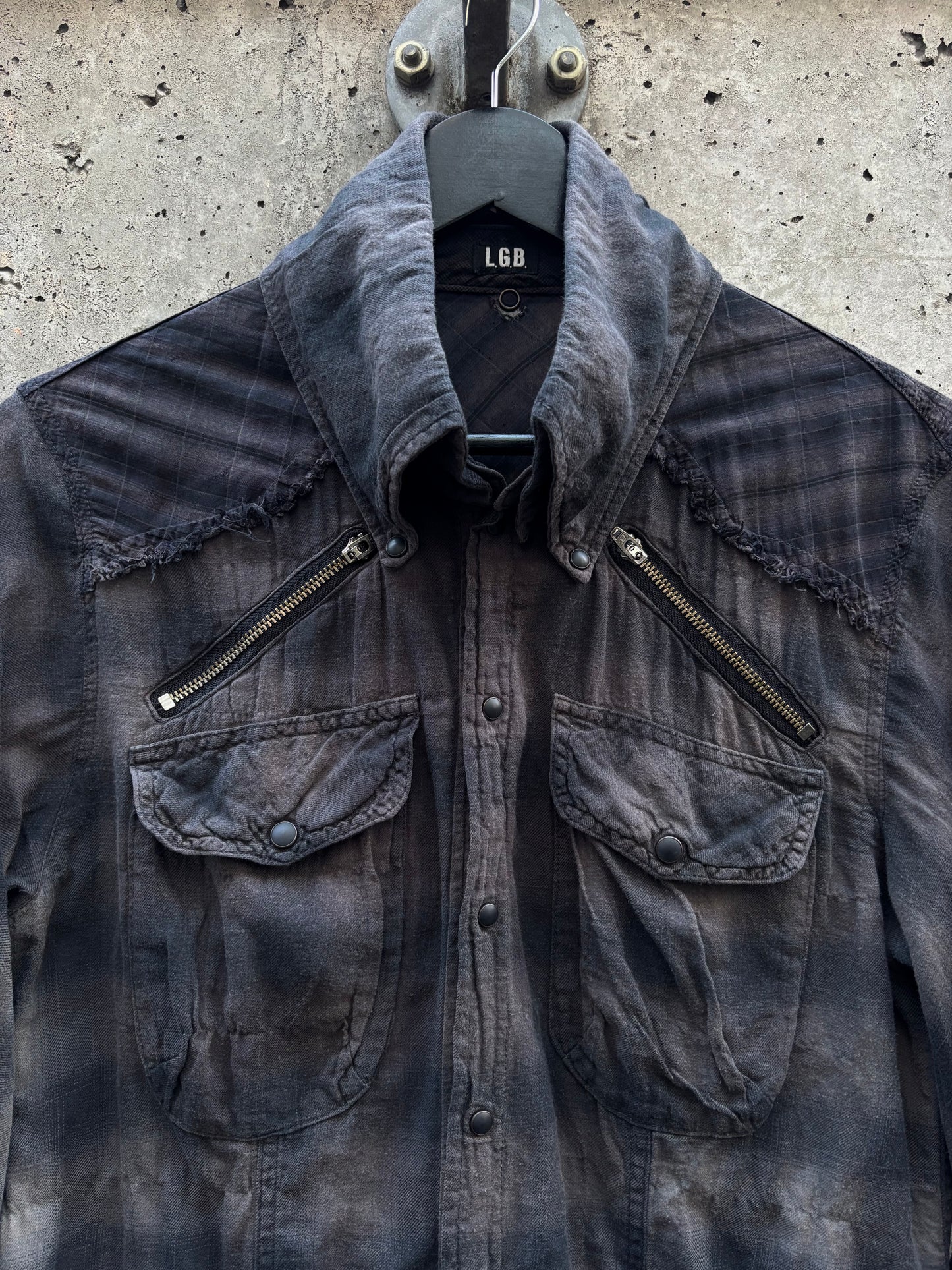 L.G.B. gradient asymmetrical Zippers Flanell Shirt (3)