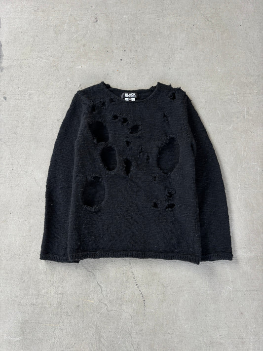 AW23 Comme des Garcons Black Distressed Sweater (XS)
