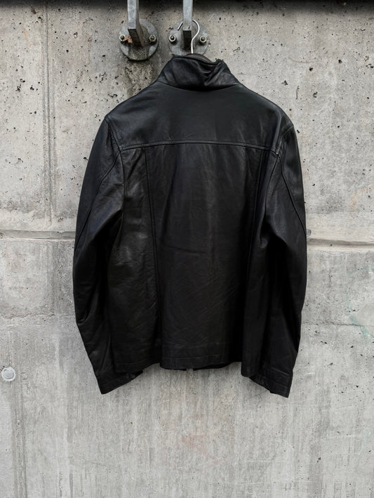 Piercurge Asymmetric High-Neck Leather Jacket (54)