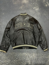 Lade das Bild in den Galerie-Viewer, Avirex Black Spellout Leather Jacket (L)
