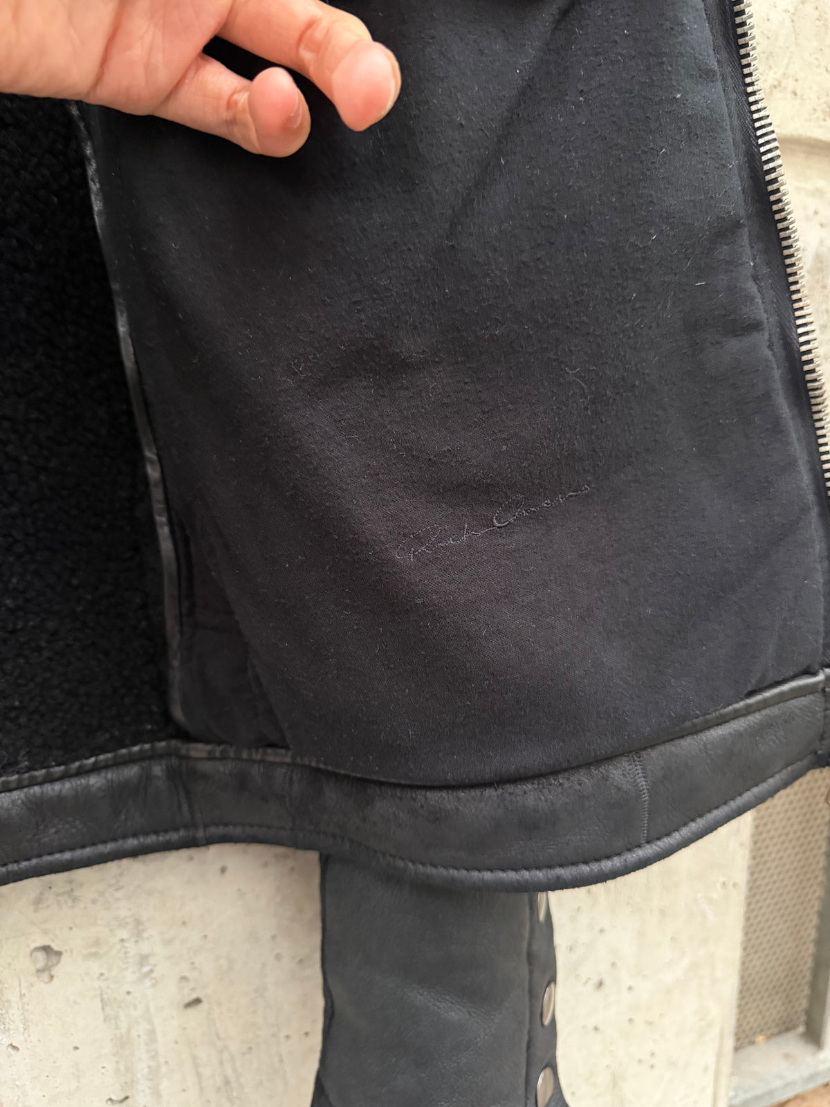 AW/13 „Plinth“ Rick Owens Shearling Leather Jacket (46)