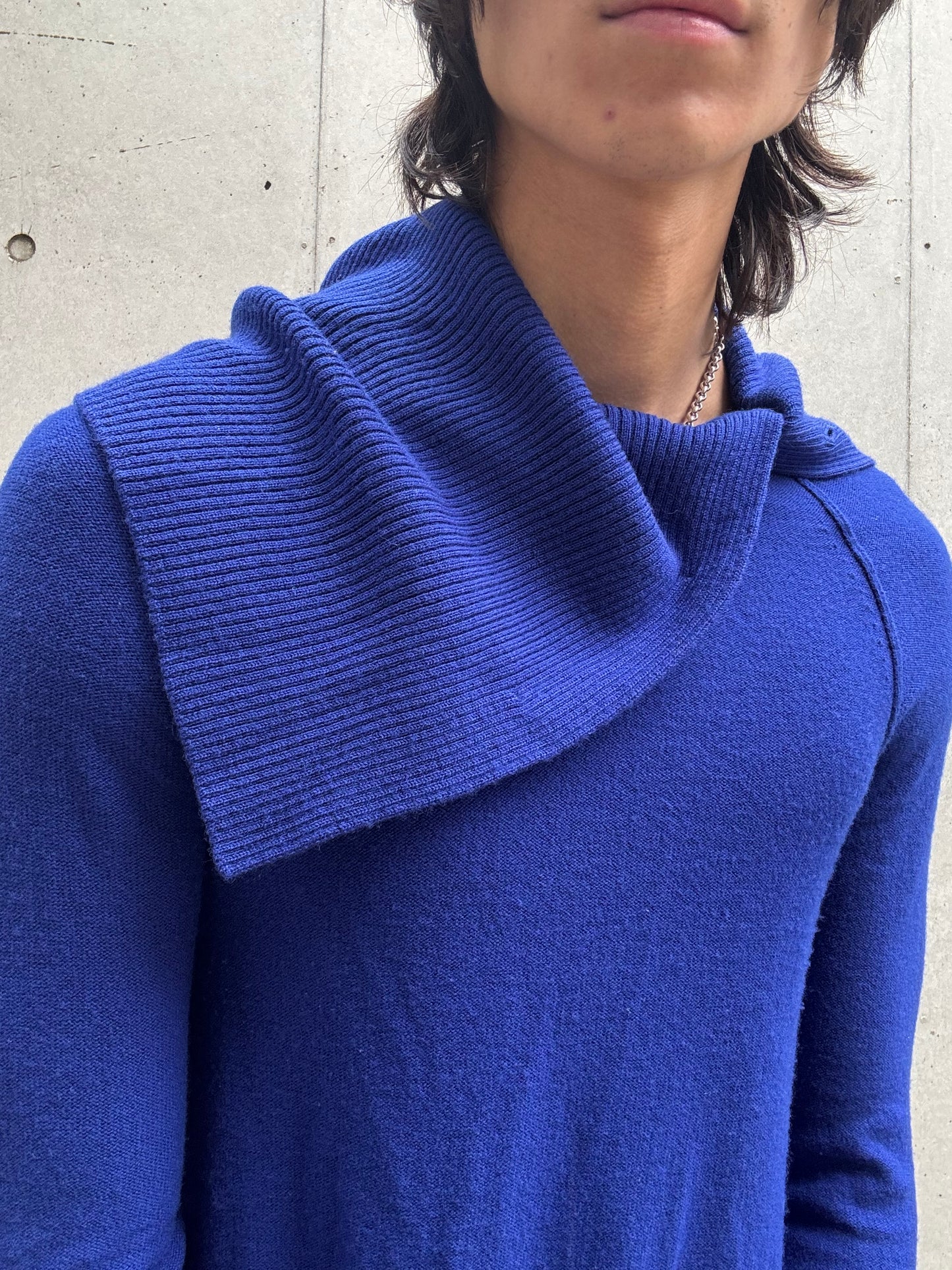 Ý’s by Yohji Yamamoto Asymmetrical Collar Raglan Sweater (2)