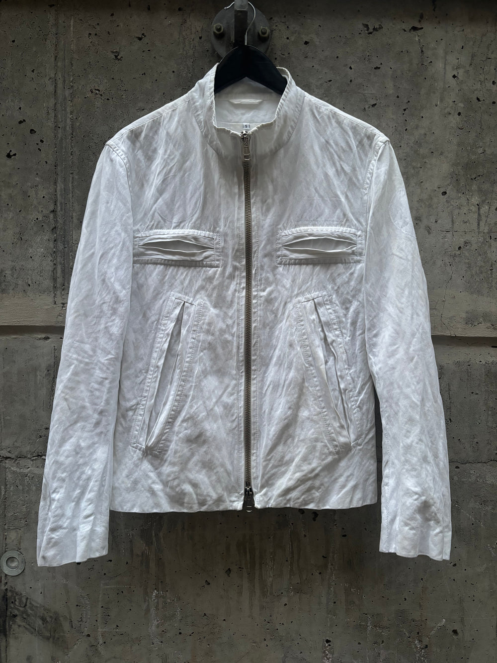 Ann Demeulemeester White Linen Rider Jacket (S)