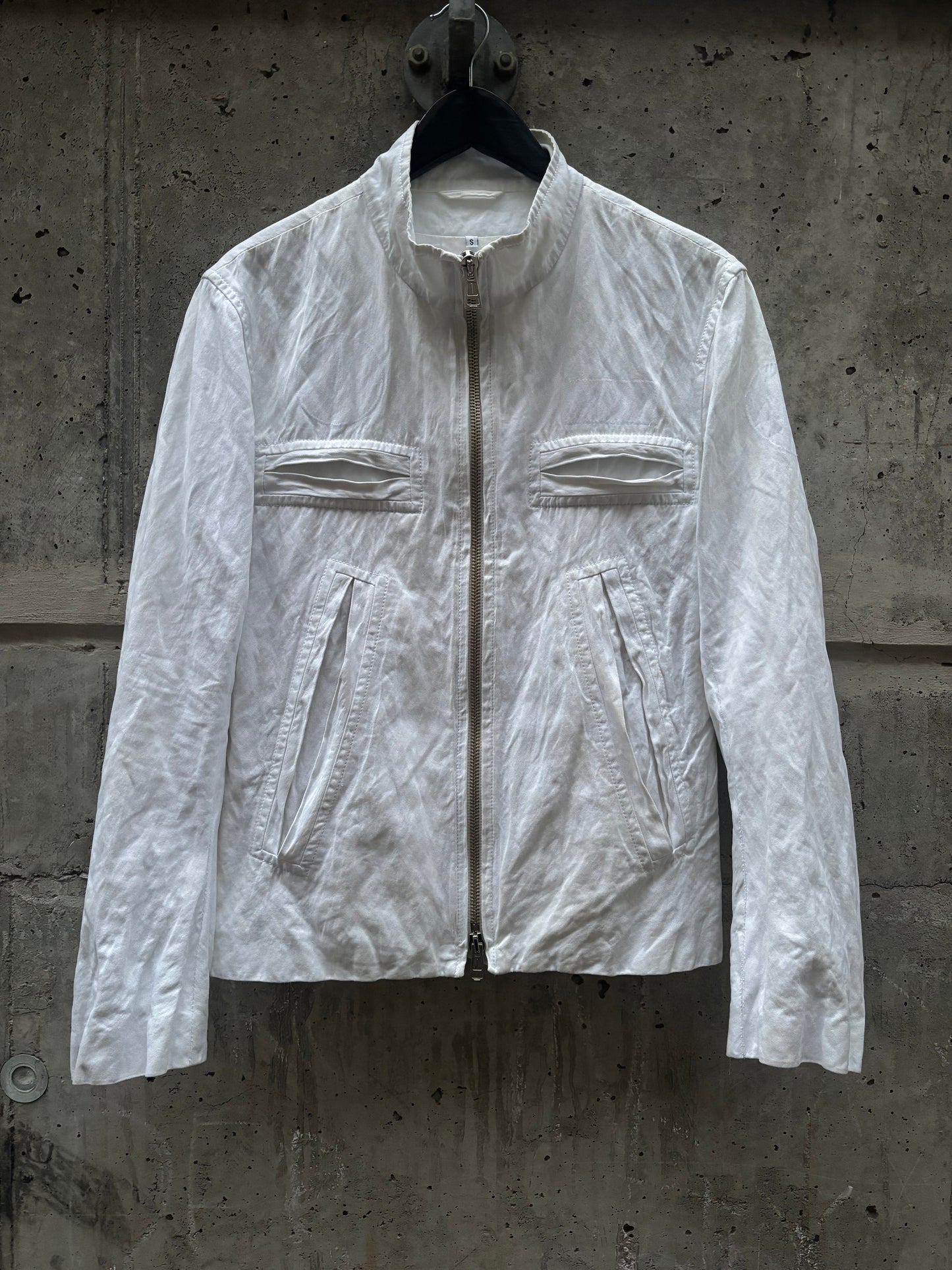 Ann Demeulemeester White Linen Rider Jacket (S)