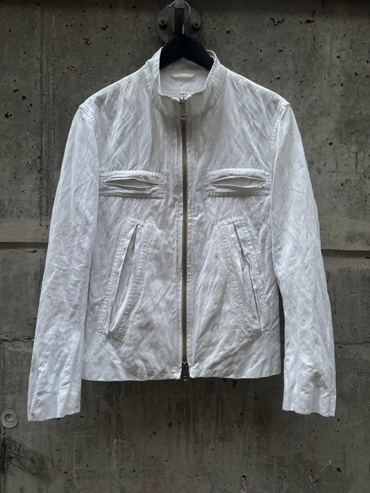 Ann Demeulemeester White Linen Rider Jacket (S)