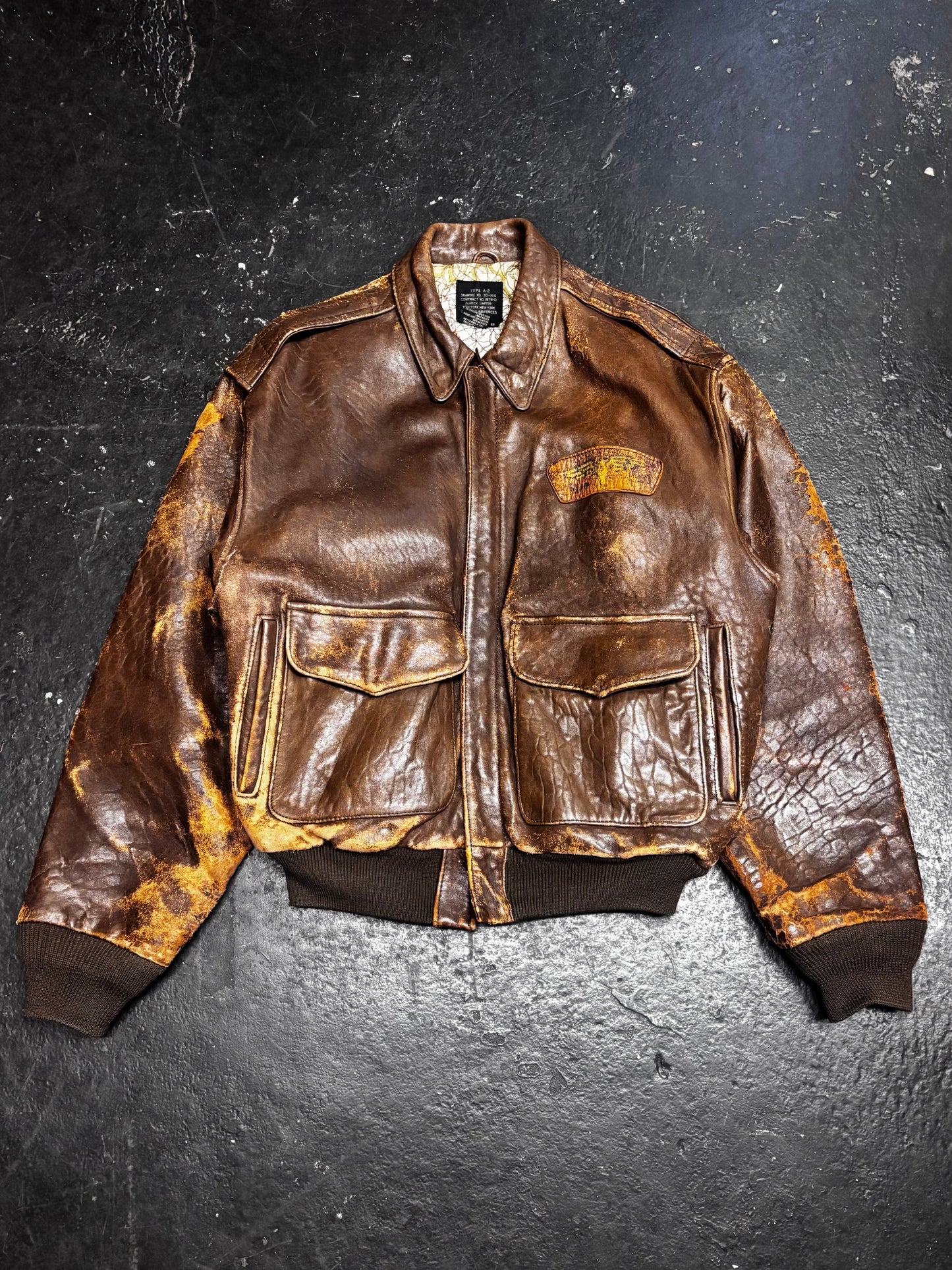 Avirex Destroyed Type G-1 Aviator Leather Jacket (M)