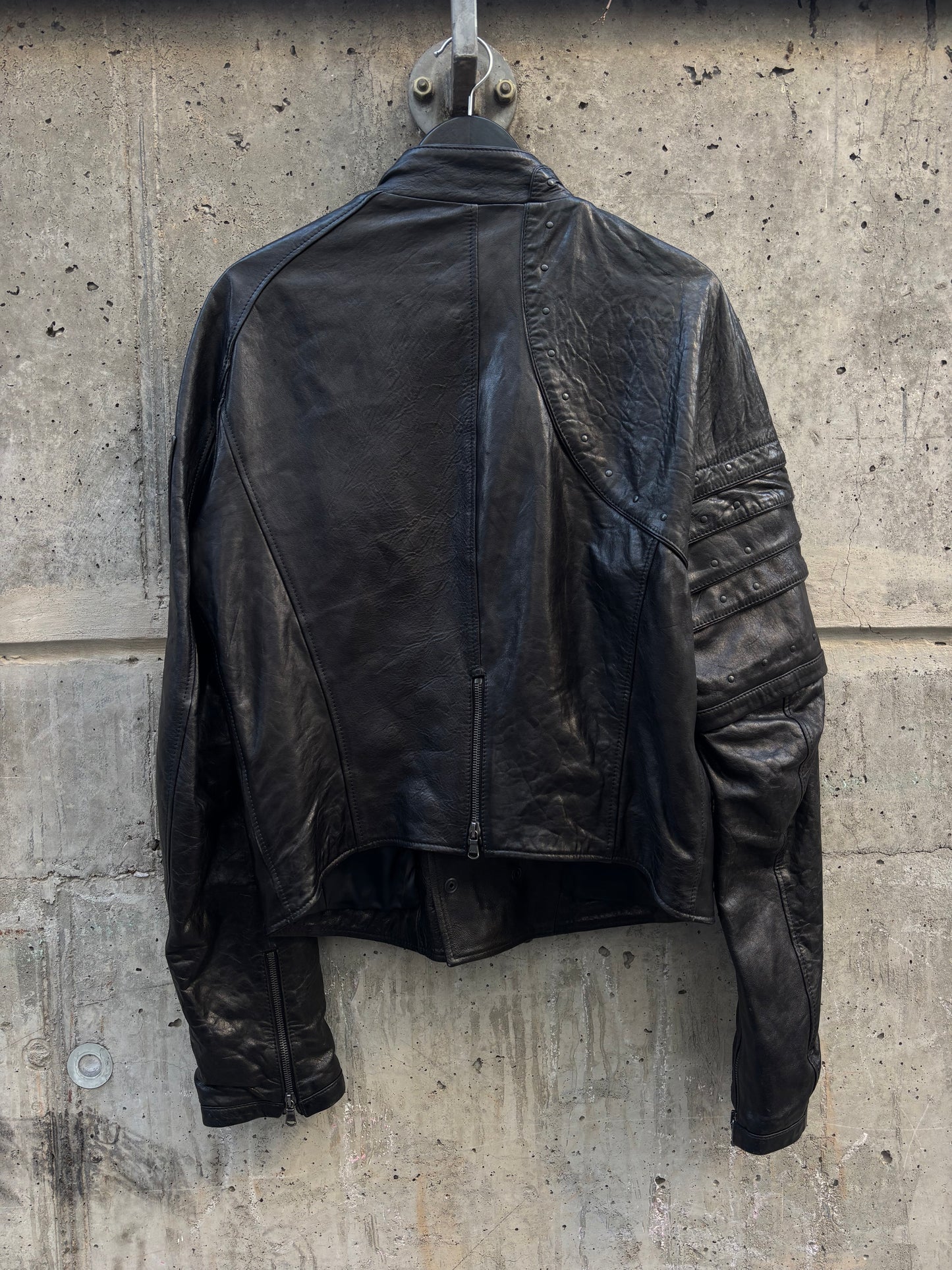 SS11 Andrew MacKenzie Asymmetrical Leather Jacket (L)