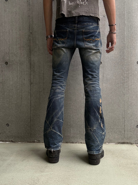 Fuga Distressed Crash Flare Denim (29)