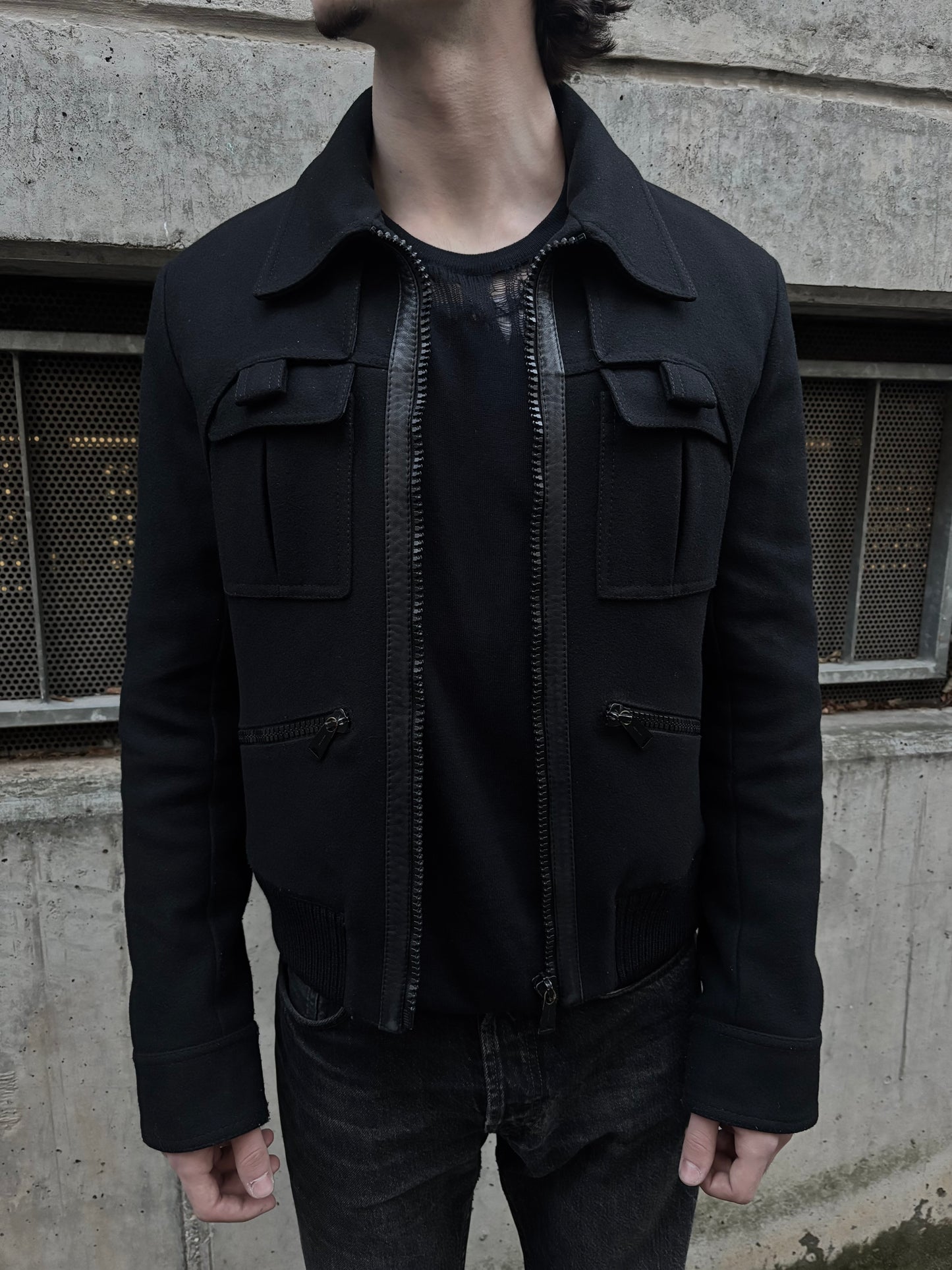 Dior Homme AW2006 Panel Layer Wool Bomber Jacket (48)