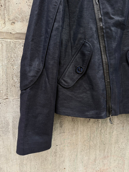 AW/08 Emporio Armani Jude Line Asymmetrical Metallic Textured Biker Jacket (50)