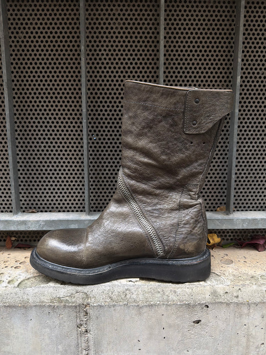AW10 Rick Owens Spiral Zip Creeper Leather Boots (38)