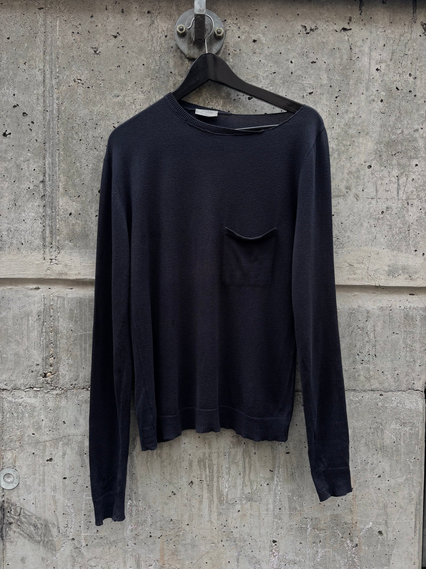 SS2006 Dior by Hedi Slimane Distressed Neckline Sweater (M)