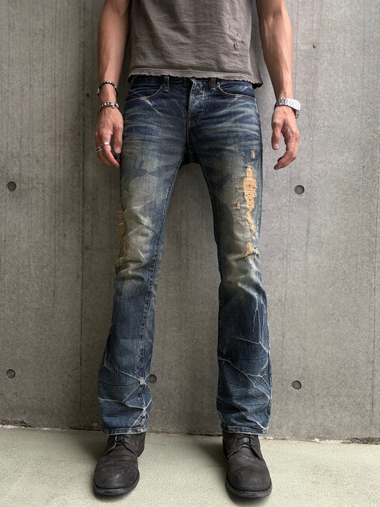Fuga Distressed Crash Flare Denim (29)