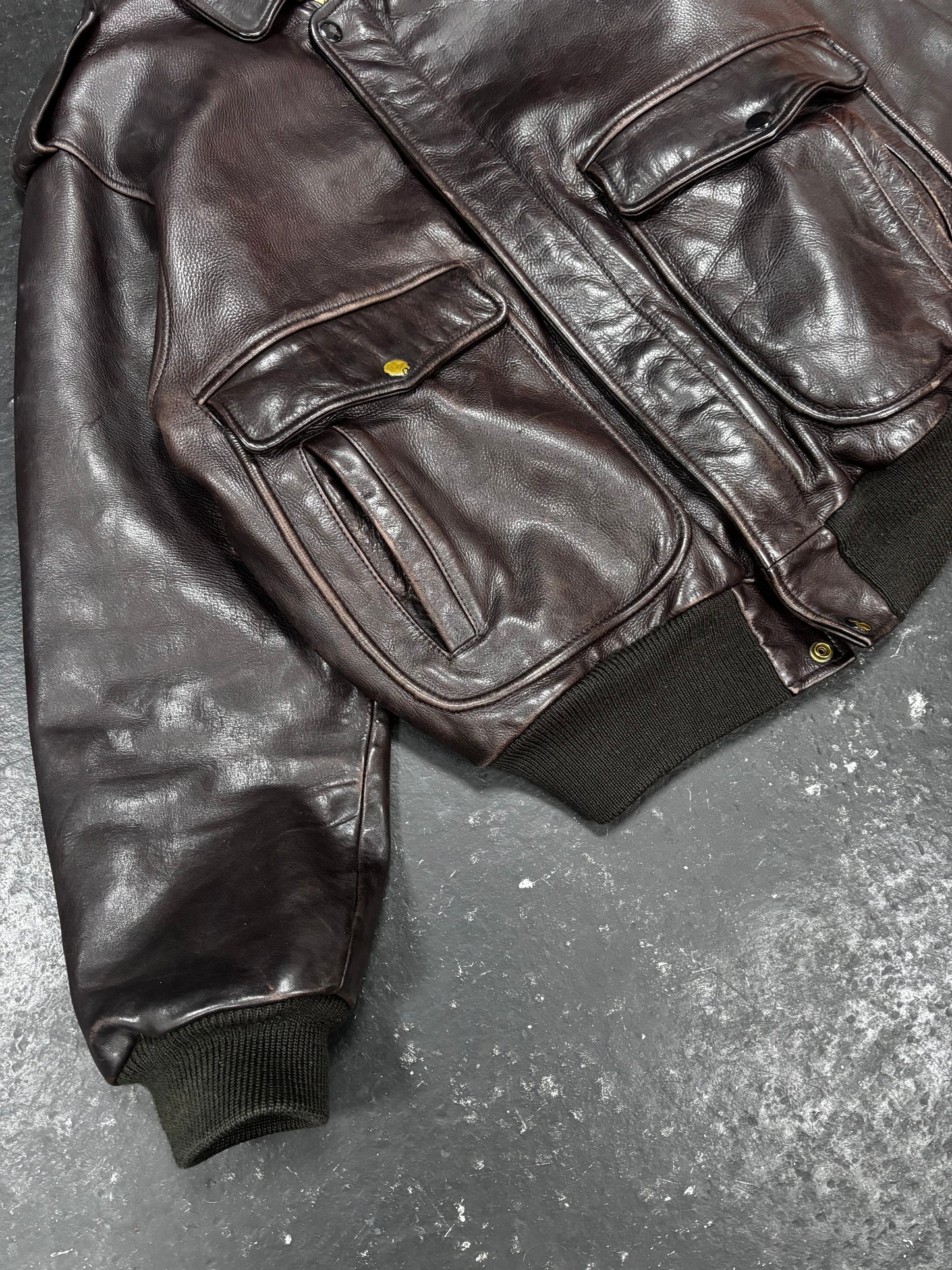 Aviator Bomber Leather Jacket (M)