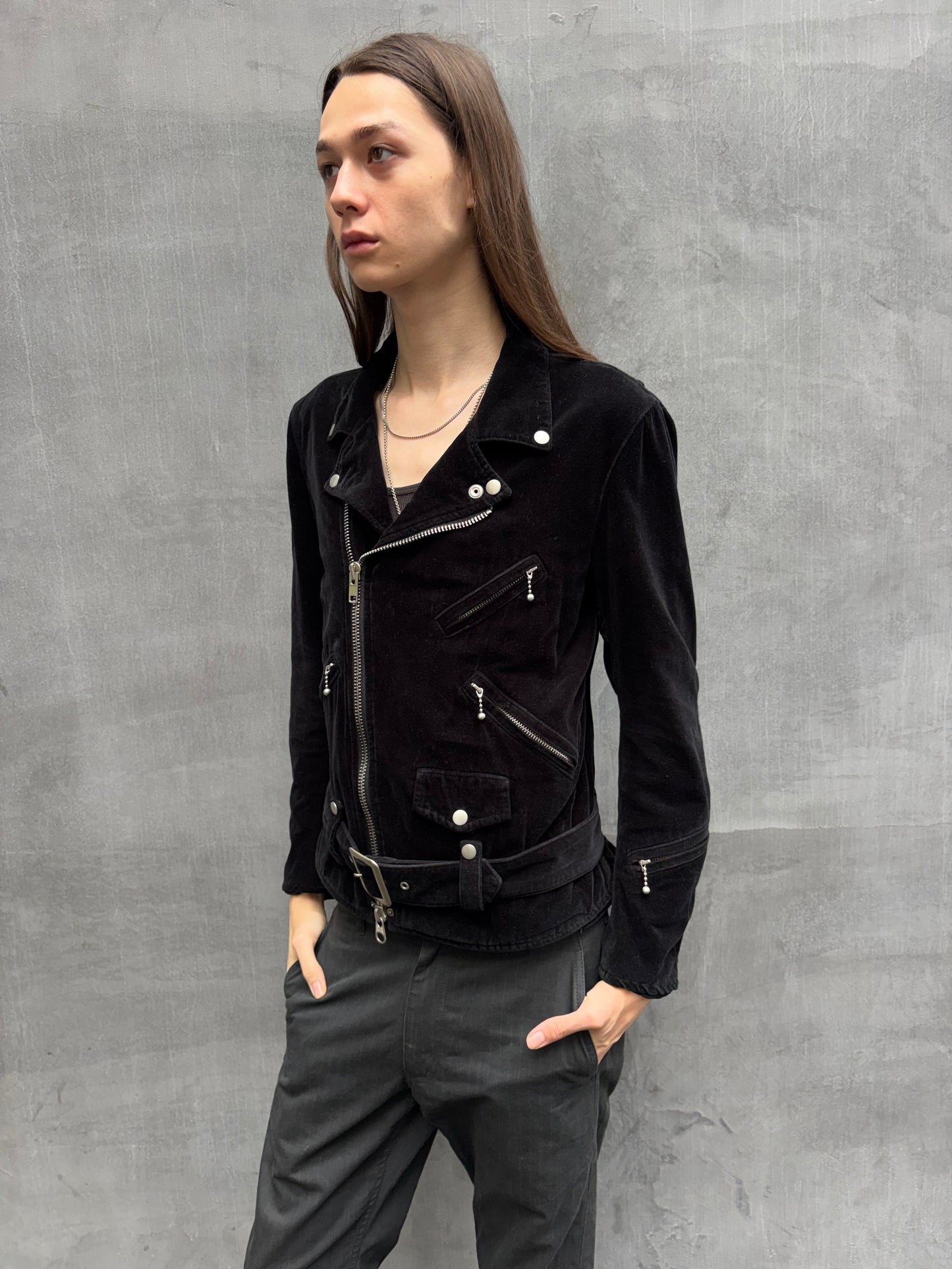 AW/2007 Junya Watanabe Velvet Perfecto Biker Jacket (S)