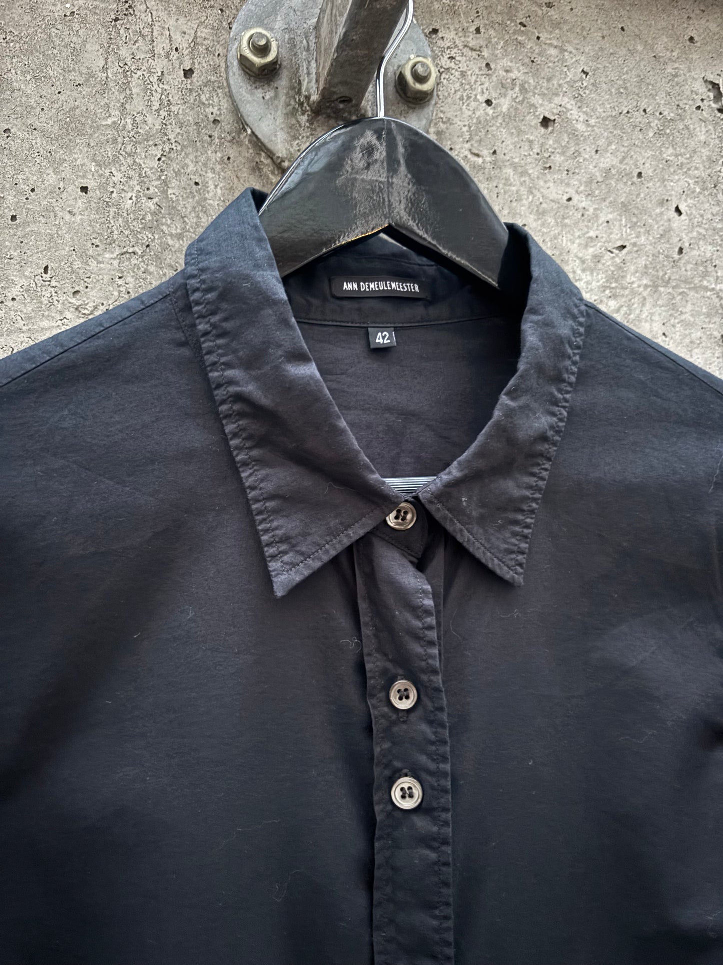 Ann Demeulemeester Black Satin Shirt (42)