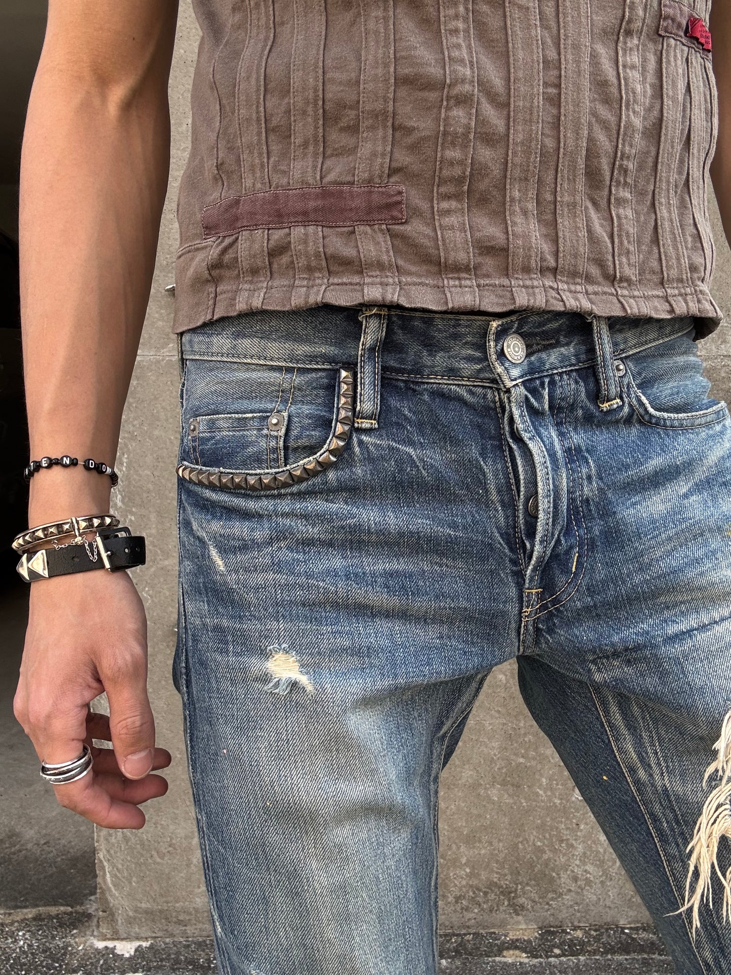 Hysteric Glamour Distressed Stud Denim (30)