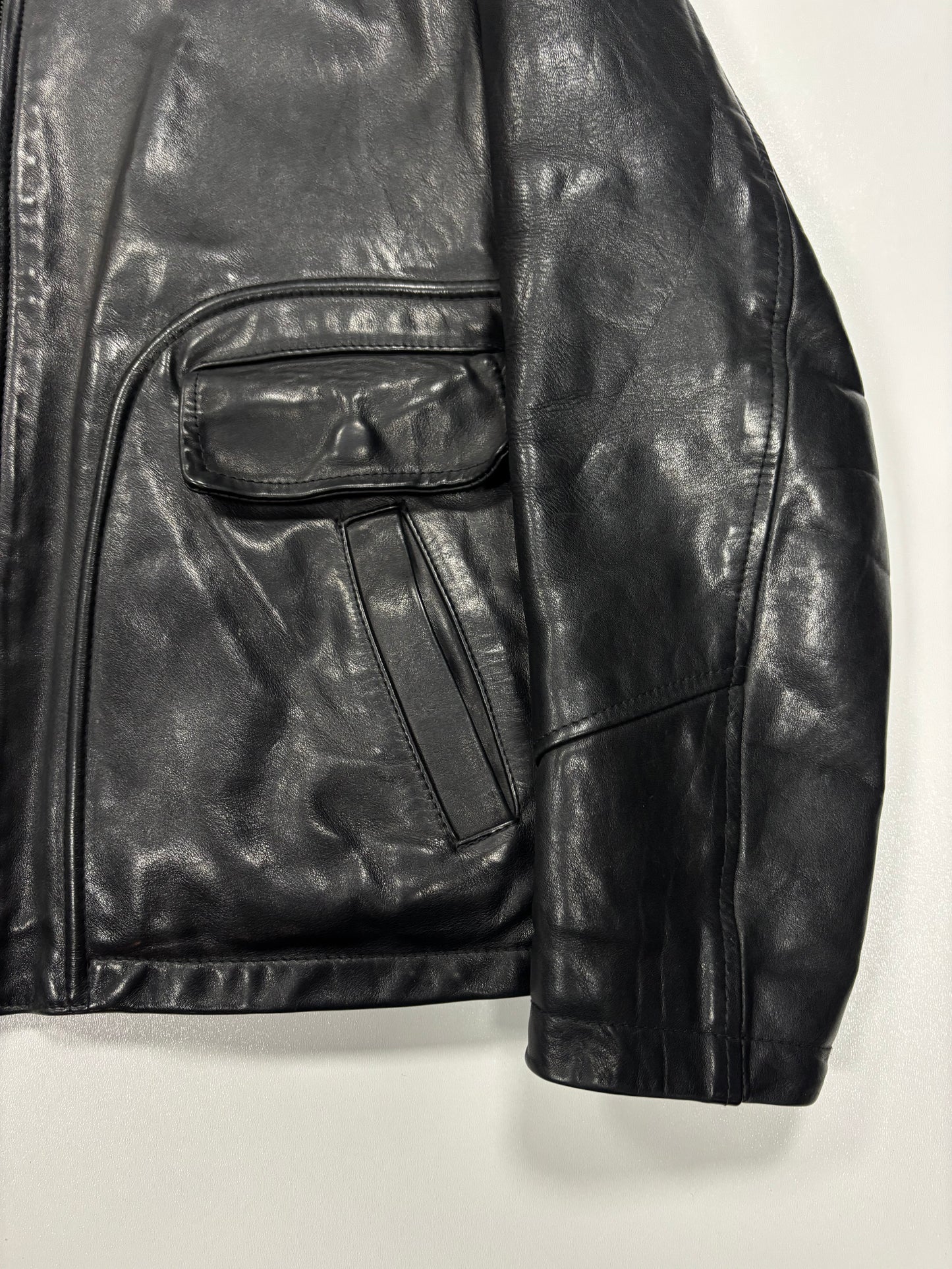 90’s Cowhide Biker Leather Jacket (XL)