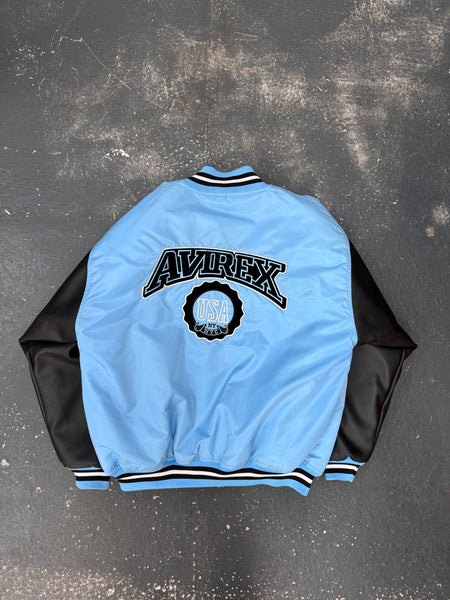 Avirex Blue Spellout Puffy Varsity Jacket (XL)