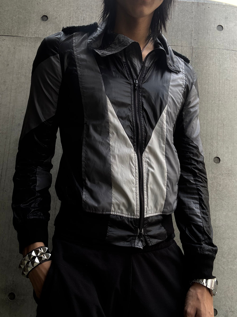 Diet Butcher Slim Skin Nylon Monochrome Military Jacket (M)