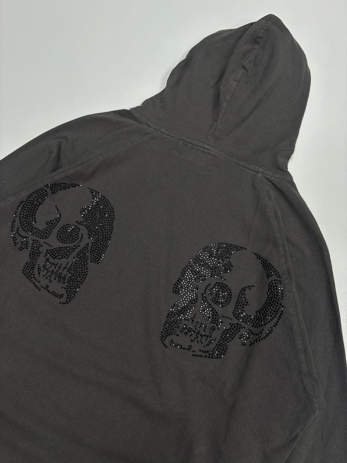 Bad Spirit Double skull Rhinestone Hoodie (XL)