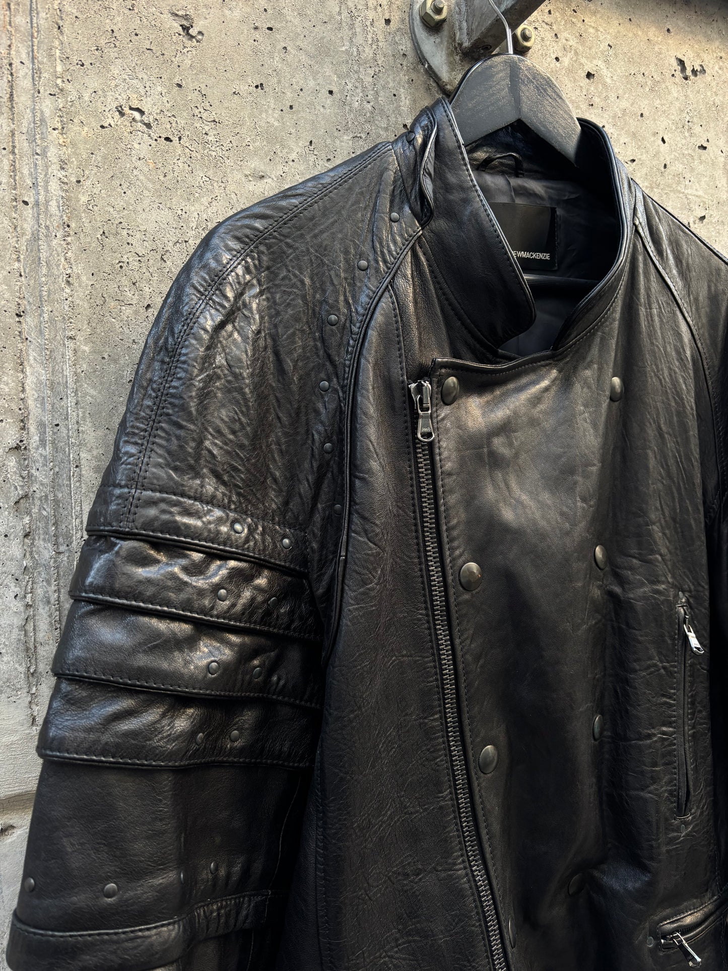 SS11 Andrew MacKenzie Asymmetrical Leather Jacket (L)