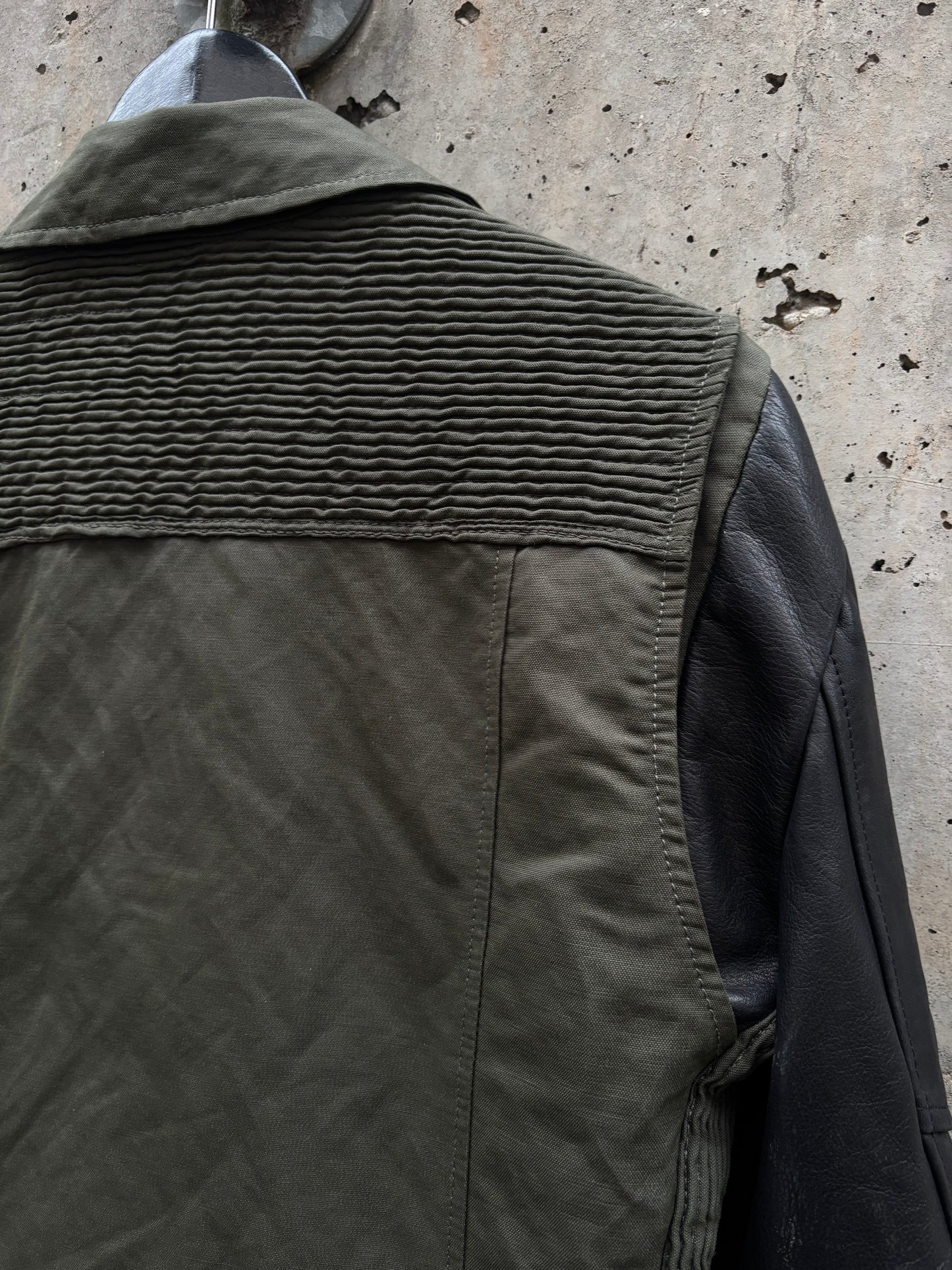 Balmain Perfecto Leather Sleeve Jacket (50)