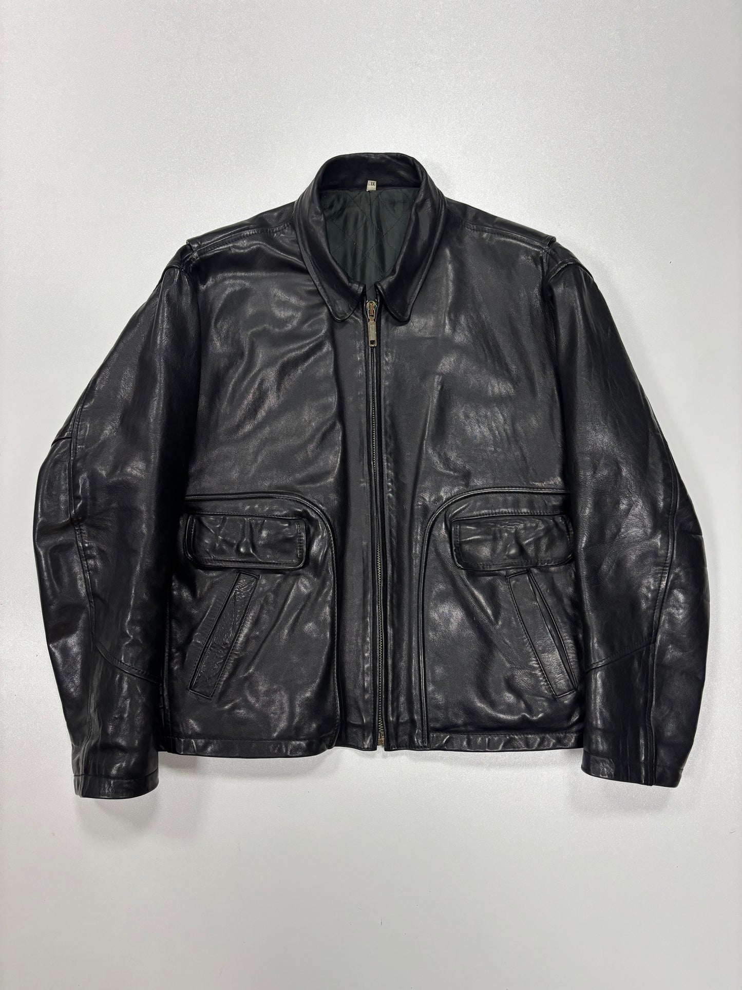 90’s Cowhide Biker Leather Jacket (XL)