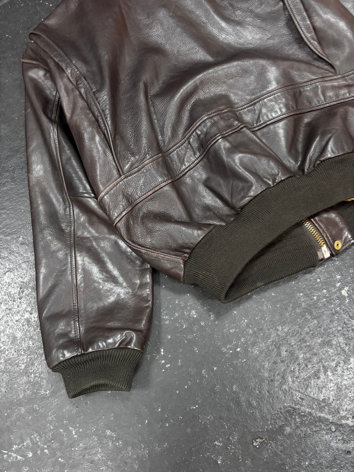 Aviator Bomber Leather Jacket (M)