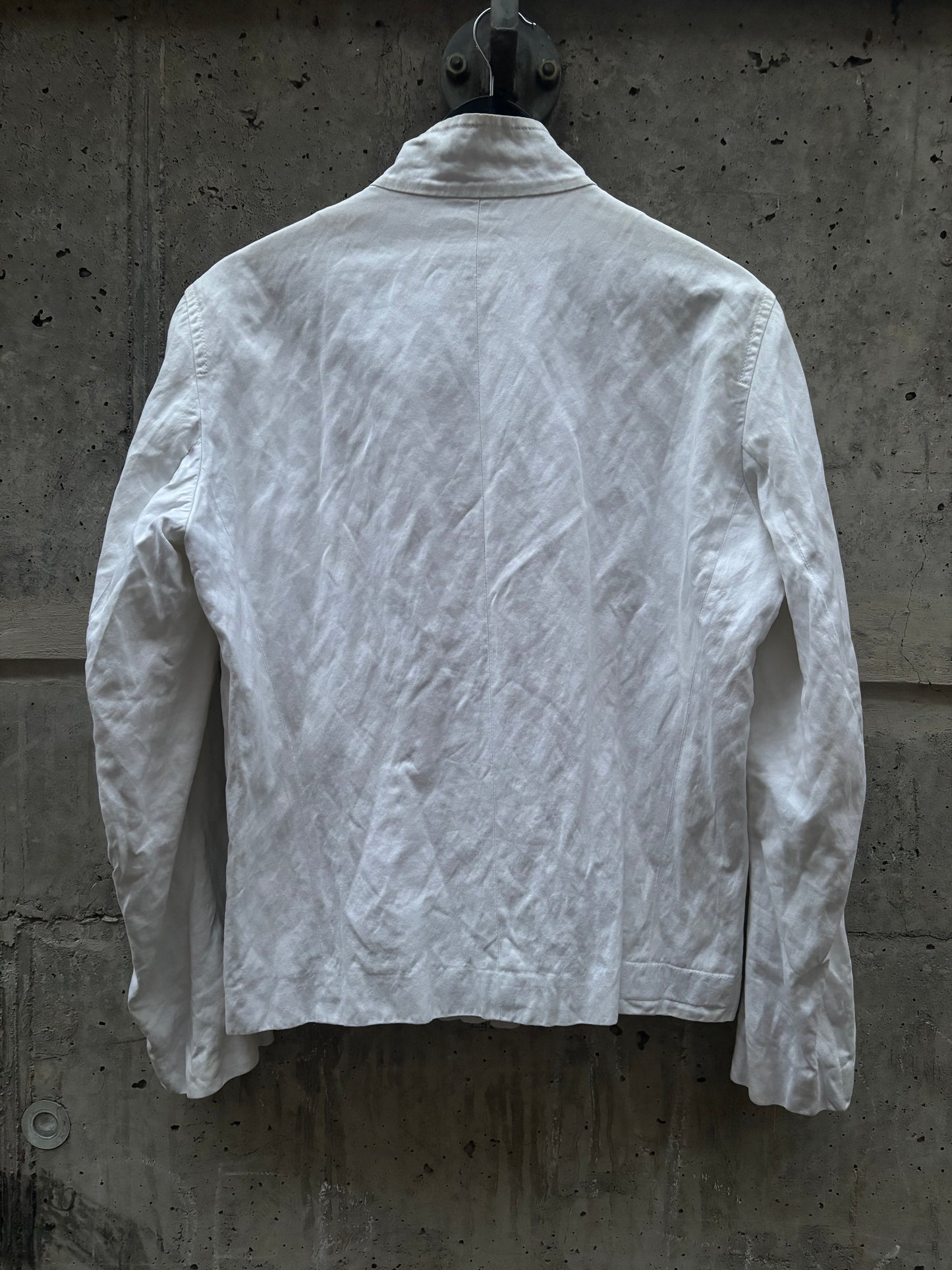 Ann Demeulemeester White Linen Rider Jacket (S)