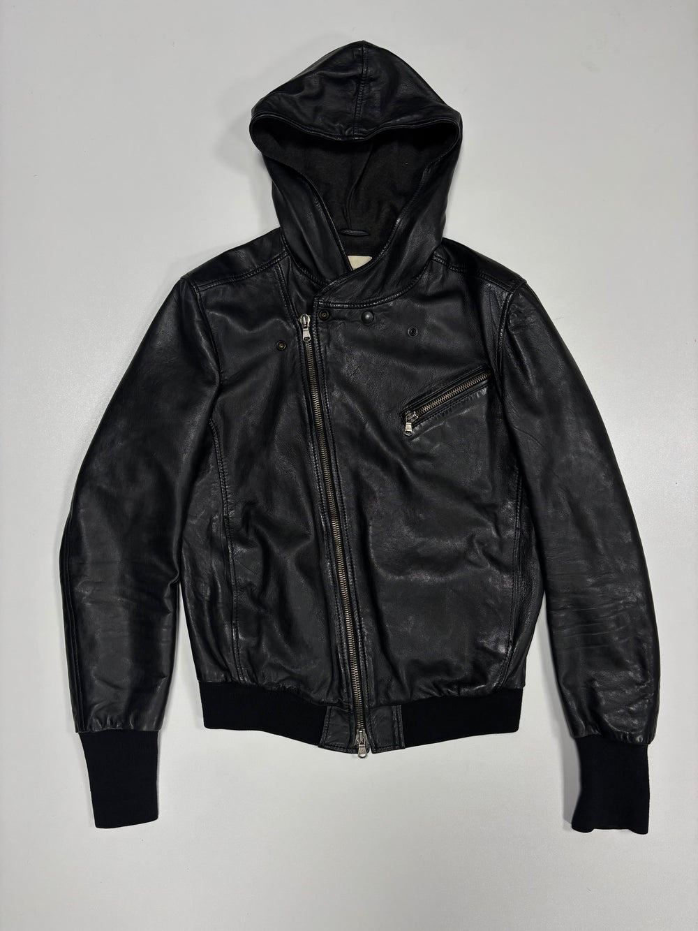 Mauro Gifroni Tight Fit Asymmetrical Leather Jacket (M)