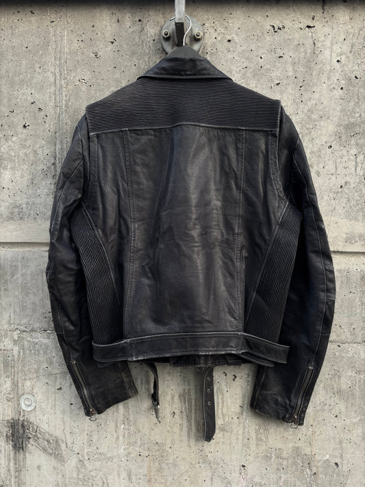 Balmain Navy Tinted Black Leather Perfecto (50)