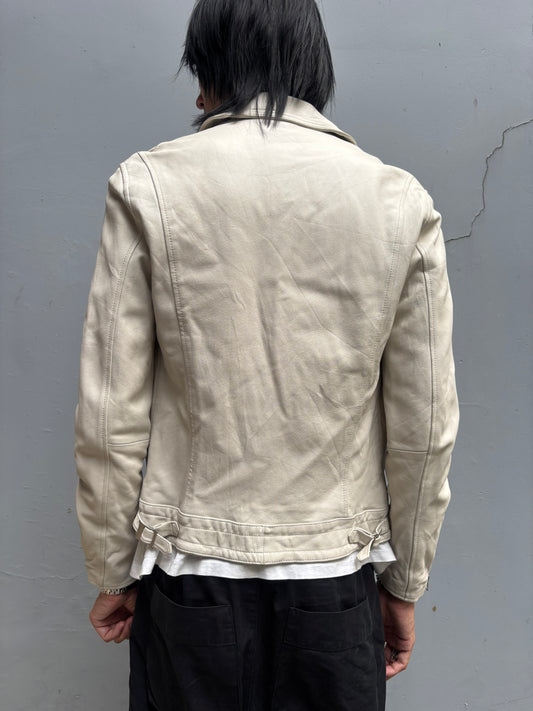 Syte by Yohji Yamamoto White Biker Leather Jacket(4)