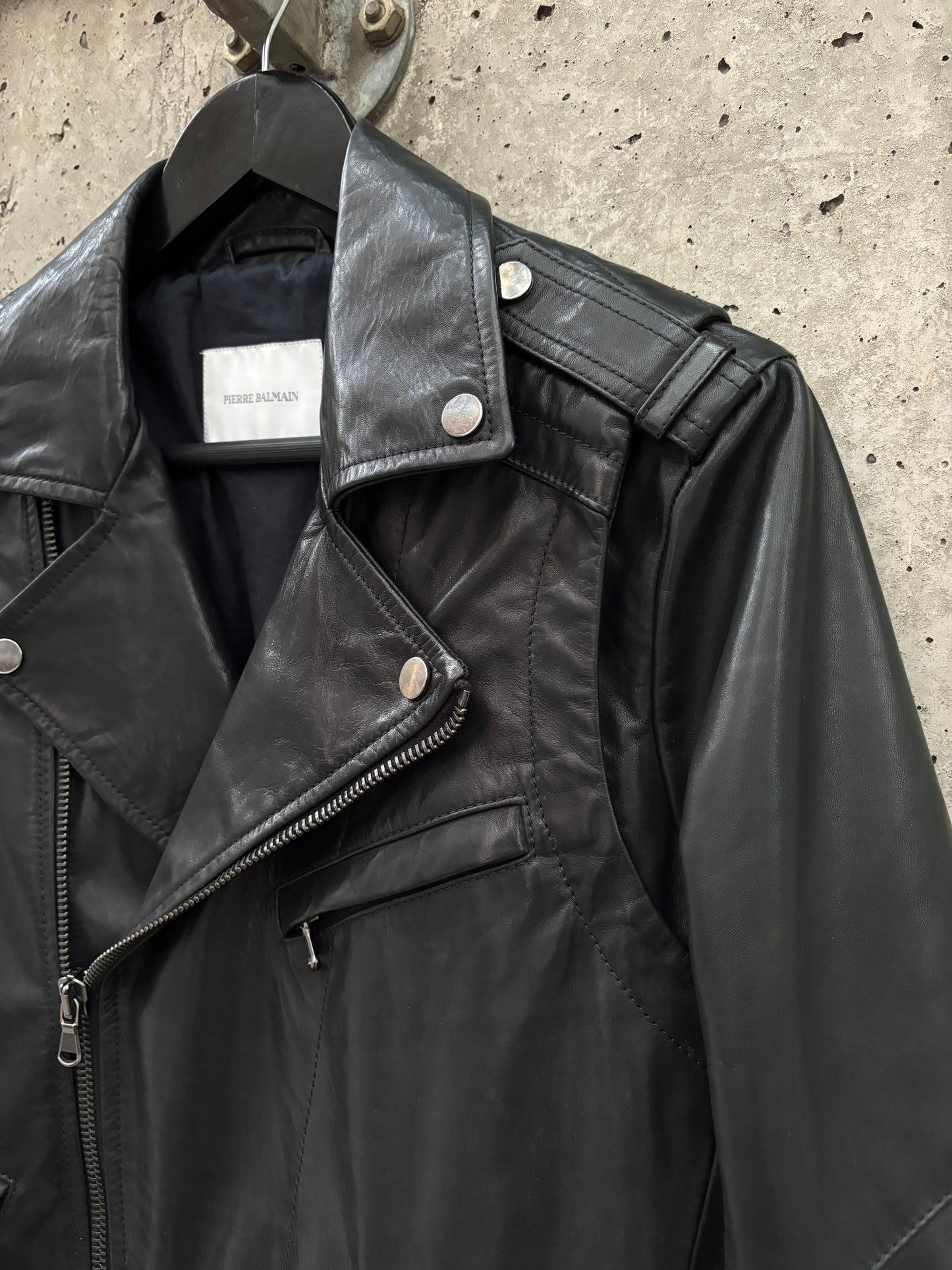 SS/13 Pierre Balmain Biker Leather Jacket (48)