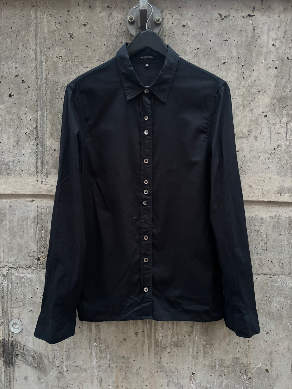 Ann Demeulemeester Black Satin Shirt (42)
