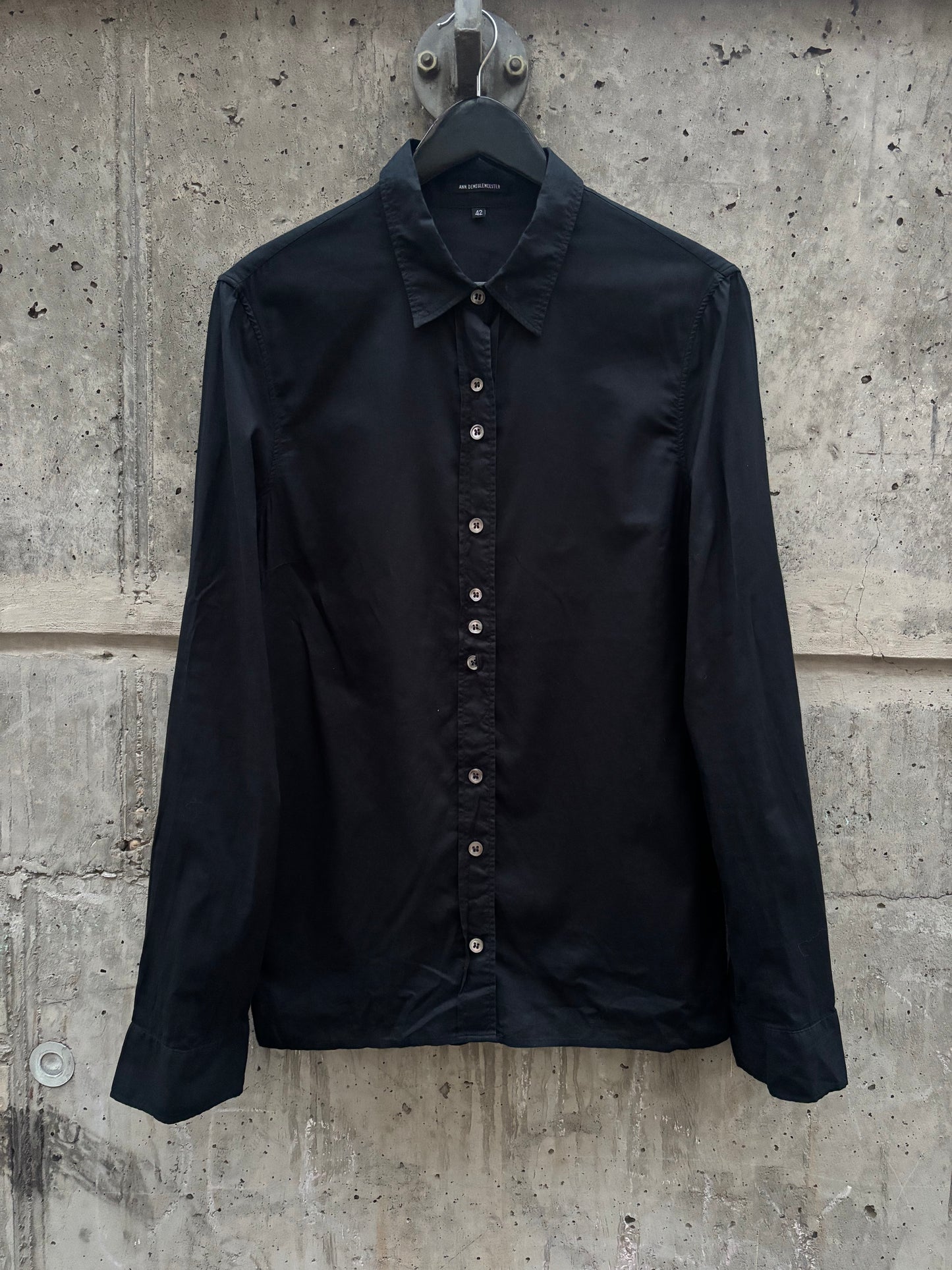 Ann Demeulemeester Black Satin Shirt (42)
