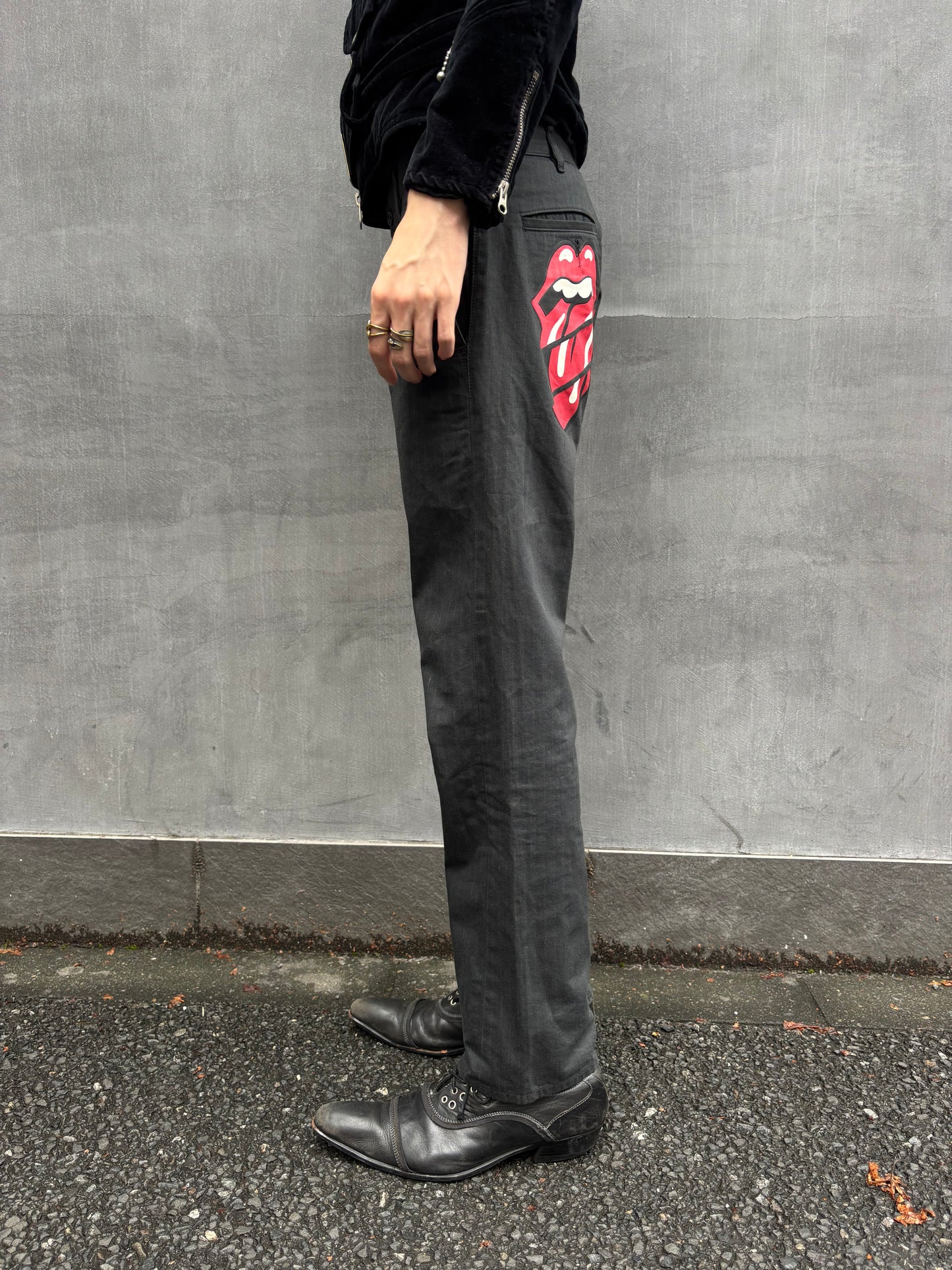 AW/2005 Comme des Garçons Homme Plus „Rip & Tongue“ Rolling Stones Cotton Trousers (M)