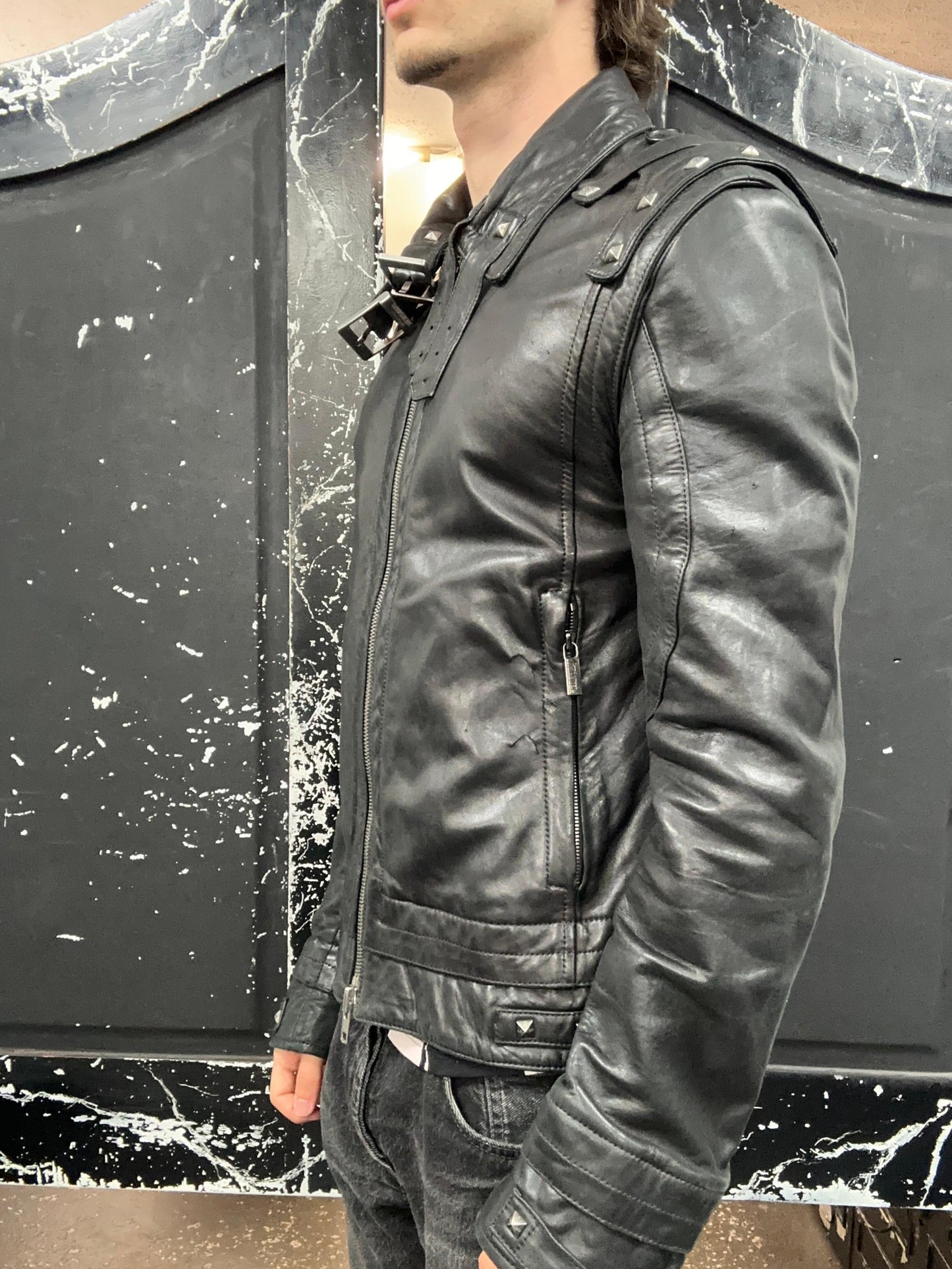 Bikkembergs Sport Couture Studded Leather Jacket (L)