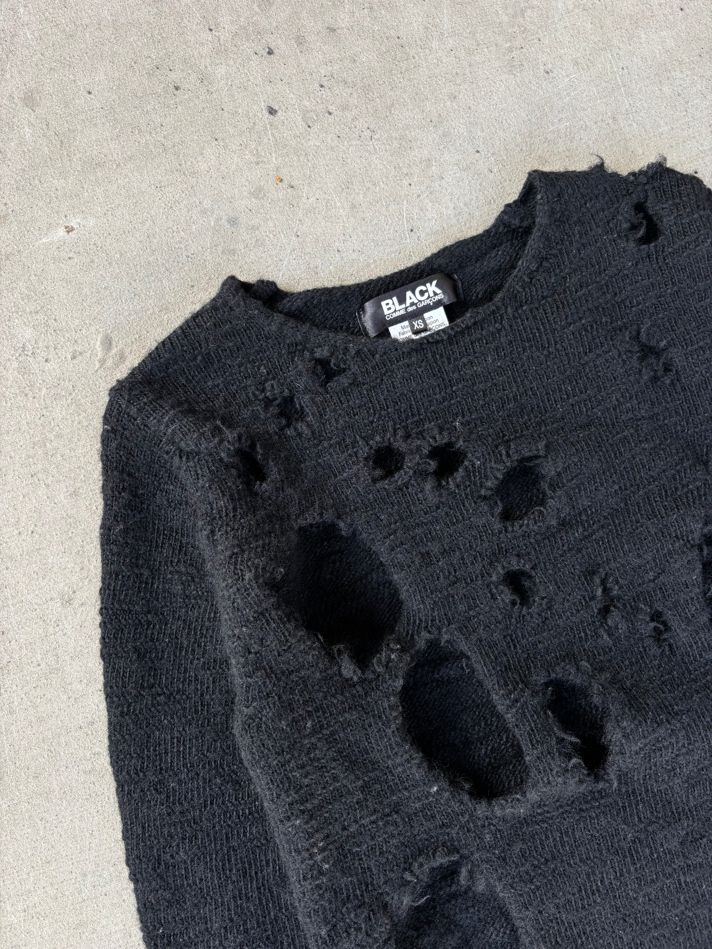 AW23 Comme des Garcons Black Distressed Sweater (XS)
