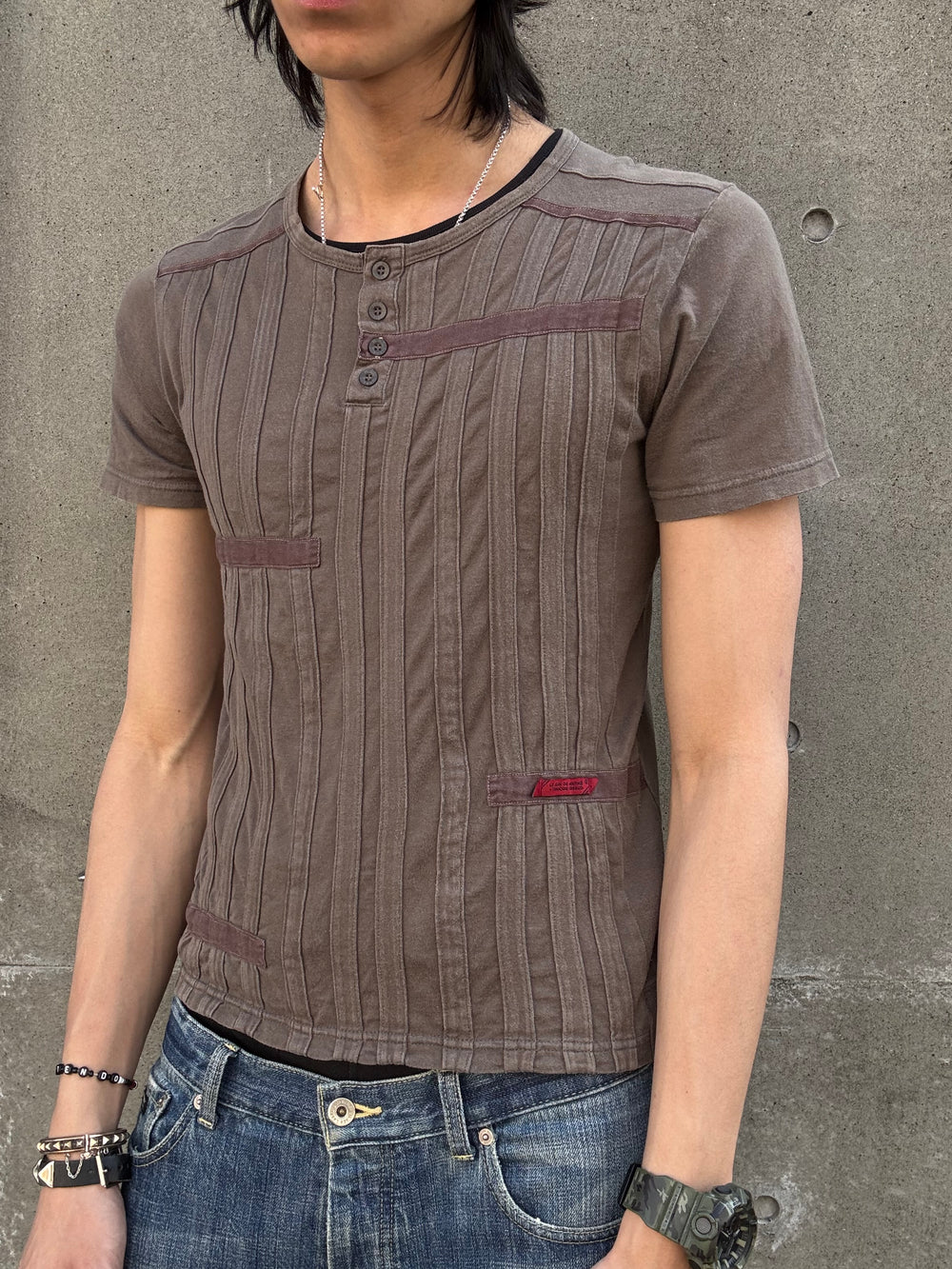 Marithe Francois Girbaud Paneled Henley Shirt (M)