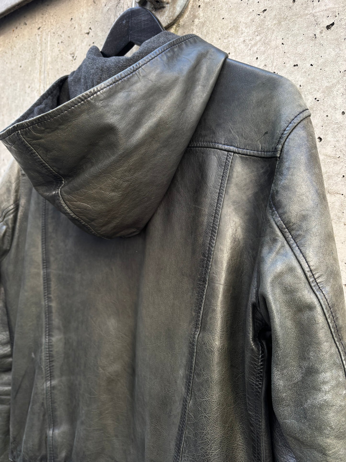AW/2010 Mauro Grifoni Asymmetrical Hooded Leather Jacket (M)