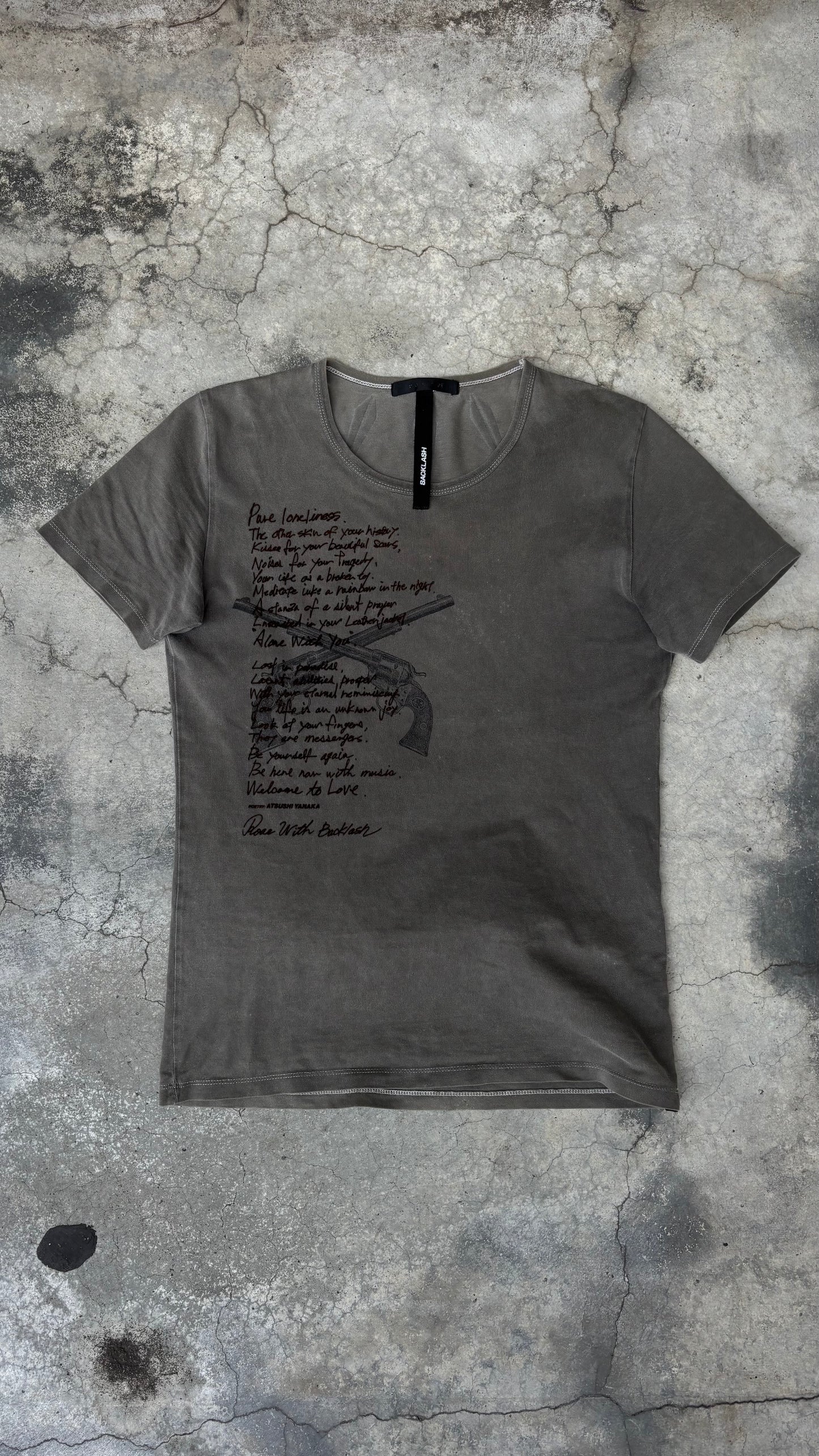 Isamu Katayama x Roar Guns Velvet Printed Poetry Tee (L)