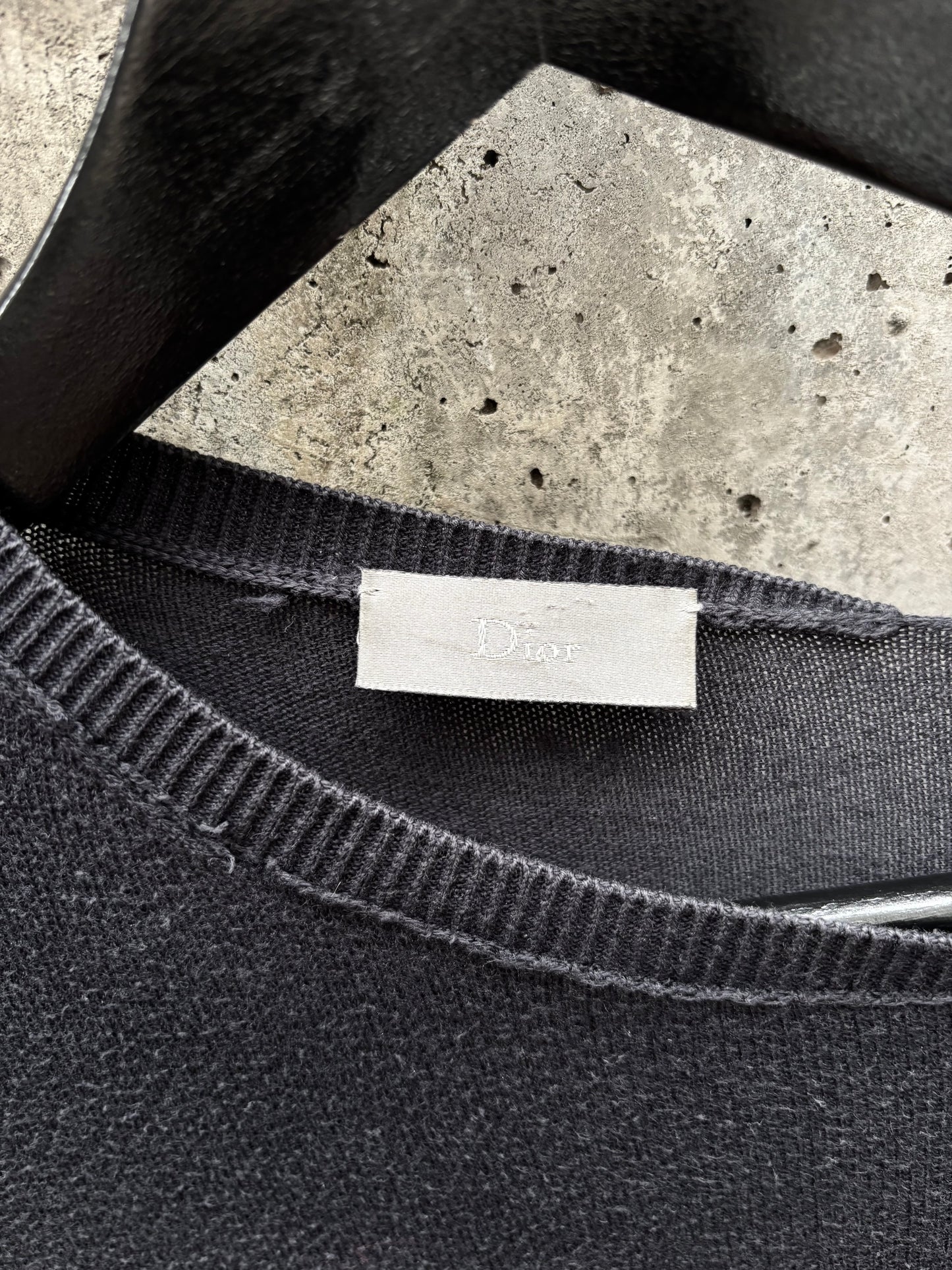 SS2006 Dior by Hedi Slimane Distressed Neckline Sweater (M)