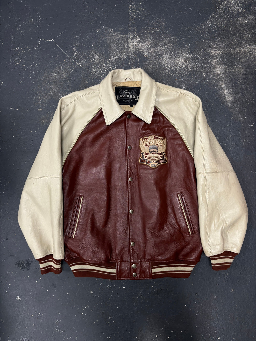 Avirex Varsity Leather Jacket (XXL)