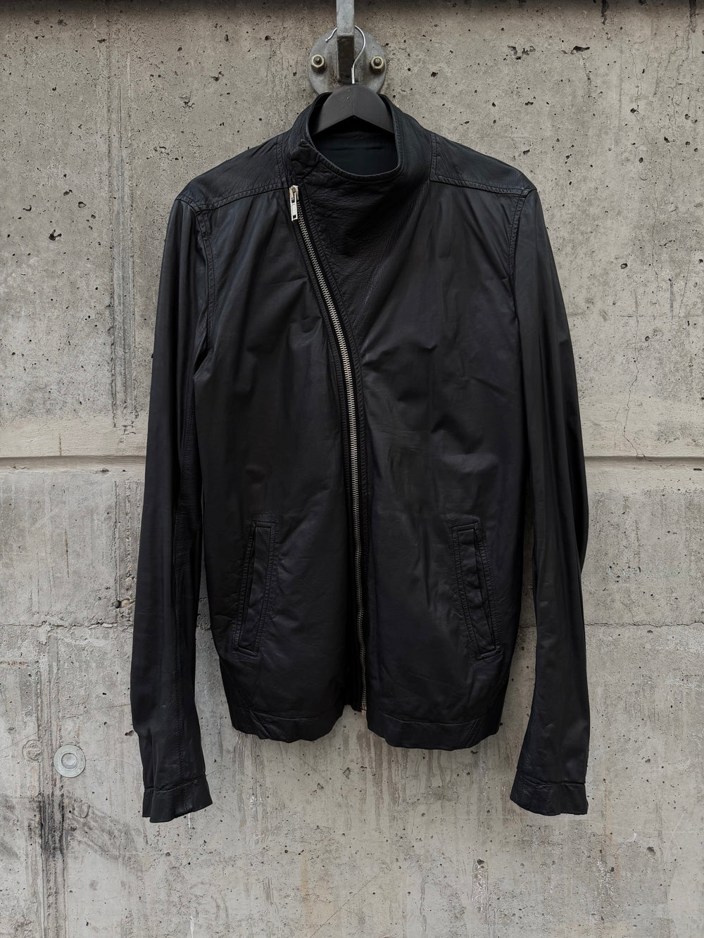 AW/11 Rick Owens Mollino Asymmetric Calfskin Leather Jacket (52)
