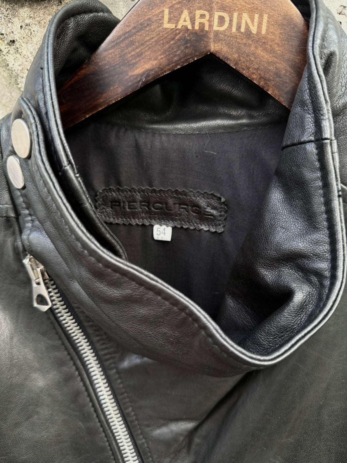 Piercurge Asymmetric High-Neck Leather Jacket (54)